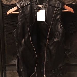 NWT Bouchra Jarrar 100% Lambskin Moto Vest